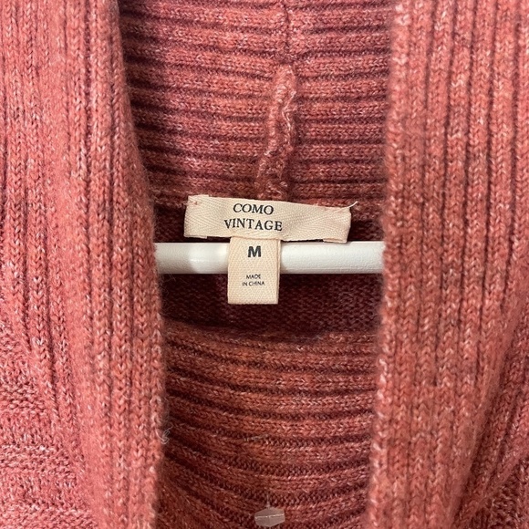 Como Vintage Pink Heather Ribbed Knit Mock Neck Turtleneck Sweater - Picture 4 of 6